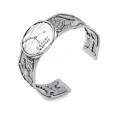 Constellation Alloy Open Cuff Bangles for Women Men BJEW-C064-01AS-07-1