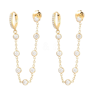 304 Stainless Steel Rhinestone Hoop Earrings EJEW-A161-04G-01-1