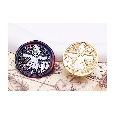 Halloween Series Wax Seal Brass Stamp Heads AJEW-M039-01K-1