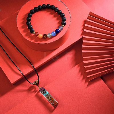 Energy Yoga Chakra Jewelry Set for Girl Women AJEW-SZ0002-12A-1