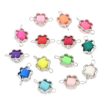 CCB Plastic Frame with Polymer Clay Beads Flower Links Connector Charms KK-D103-02P-1