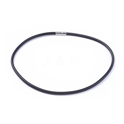4mm Black Rubber Necklace Jewelry Making X-NJEW-H078-16-1
