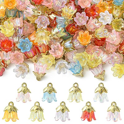 20Pcs Acrylic Flower Charms TACR-YW0003-18A-1