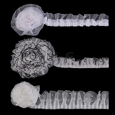 3 Styles Polyester Pleated Satin Pleated Lace Ribbon OCOR-PH0006-60-1