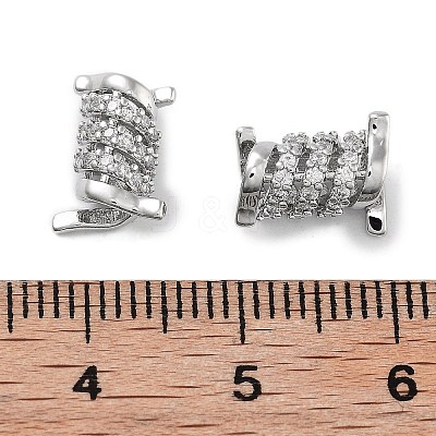 Rack Plating Brass Micro Pave Cubic Zirconia Beads KK-Z071-38P-1