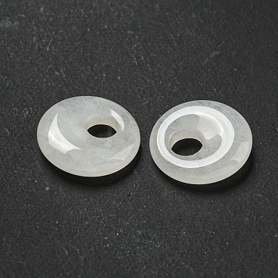 Natural White Jade Donut/Pi Disc Charms G-G142-02S-1