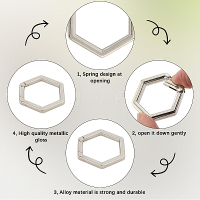 10Pcs 2 Colors Zinc Alloy Spring Gate Rings FIND-SP0004-34B-1