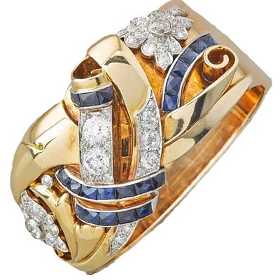 Flower Brass Micro Pave Clear Cubic Zirconia Finger Rings FS-WGA7D1C-05-1