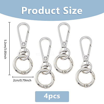4Pcs Zinc Alloy Spring Gate Ring Keychain HJEW-DC00030-1