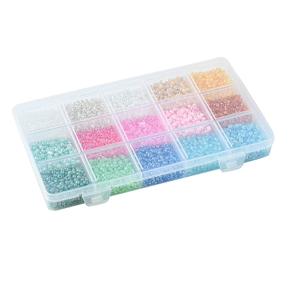 180G 15 Colors Glass Seed Beads SEED-FS0001-11-1