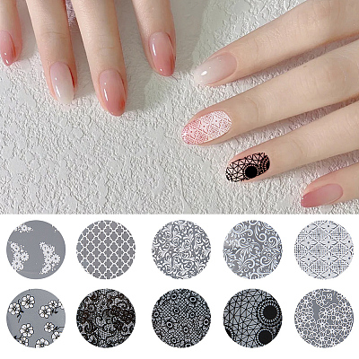 10 Rolls PET Lace Flower Nail Foils Floral Transfer Paper STIC-WH20010-16D-1