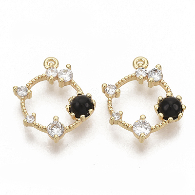 Brass Cubic Zirconia Pendants KK-T050-04G-01-NF-1