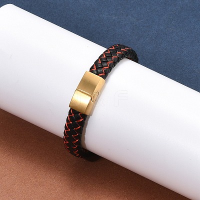 Ion Plating(IP) Braided Microfiber Leather Cord Bracelets for Men BJEW-Z081-14G-1