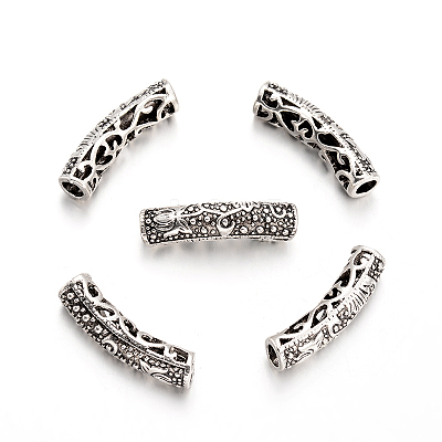 Tube Tibetan Style Alloy Beads TIBEB-O009-02AS-1