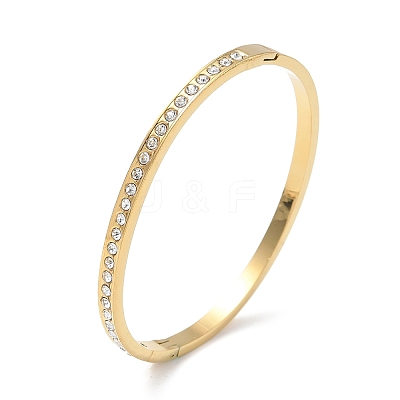 304 Stainless Steel & Rhinestone Hinged Bangles for Women BJEW-Z178-09G-1