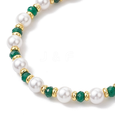 Shell Pearl & Dyed Natural Malaysia Jade Round Beaded Bracelets for Women BJEW-JB12031-03-1