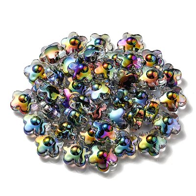 UV Plating Rainbow Iridescent Transparent Acrylic Beads OACR-C007-03C-1