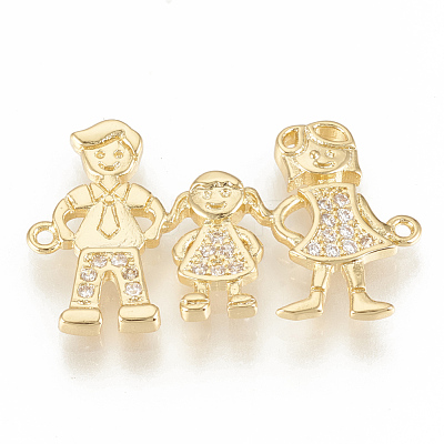 Brass Micro Pave Cubic Zirconia Links ZIRC-Q015-003G-1