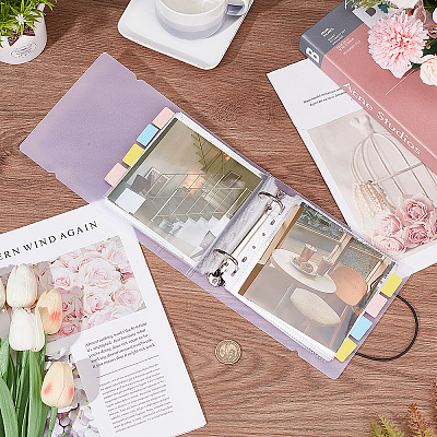 Square PVC Loose Leaf Binder Postcard Phote Album with 50 Pockets Transparent Sleeve Protectors Sets DIY-CP0008-01-1