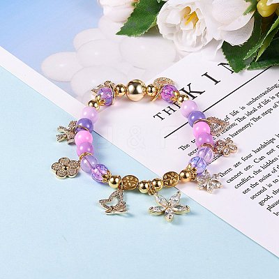 10Pcs 10 Style Rack Plating Brass Cubic Zirconia Charms ZIRC-SZ0002-25-1