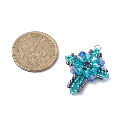 Glass Seed Beads Pendants PALLOY-MZ00223-1