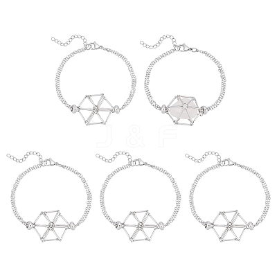 5Pcs Brass Braided Macrame Pouch Empty Stone Holder Bracelet Making BJEW-UN0001-65P-1