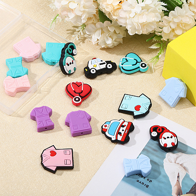 16Pcs 16 Styles Medical Theme Food Grade Eco-Friendly Silicone Focal Beads SIL-CA0003-31-1