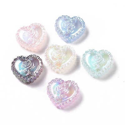 UV Plating Rainbow Iridescent Acrylic Beads X-OACR-E007-03-1