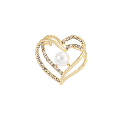 Heart Alloy Rhinestone Brooches for Women PW-WGCAEA0-01-1