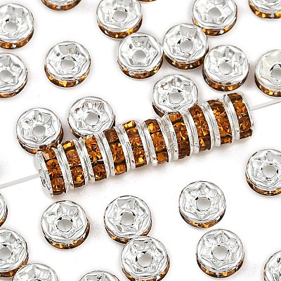 Brass Grade A Rhinestone Spacer Beads RB-A014-Z6mm-17S-1