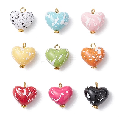 Opaque Spray Painted Acrylic Pendants PALLOY-JF04472-1