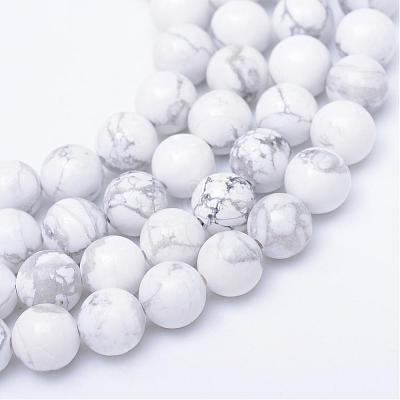 Round Natural Howlite Bead Strands G-R345-8mm-18-1