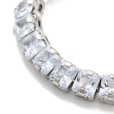 Brass Pave Clear Cubic Zirconia Square Box Chain Slider Bracelets BJEW-YWC0002-10A-P-1