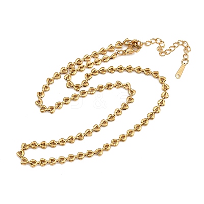 4MM 304 Stainless Steel Heart Link Chain Necklaces for Women NJEW-G179-06G-1