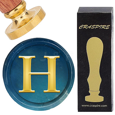 Brass Wax Seal Stamp with Wood Handle AJEW-WH0412-0303-1