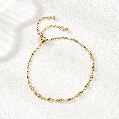 304 Stainless Steel Cable & Bar Link Chain Slider Bracelets for Women BJEW-JB12858-01-1