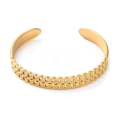 304 Stainless Steel Curb Chains Shape Cuff Bangles BJEW-F457-21G-1