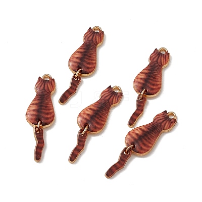 Rack Plating Alloy Enamel Pendants X-ENAM-K050-01G-1