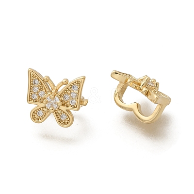 Brass Micro Pave Clear Cubic Zirconia Slide Charms KK-Z126-20G-1