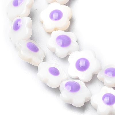 Natural Freshwater Shell Enamel Beads Strands SHEL-K006-01-1