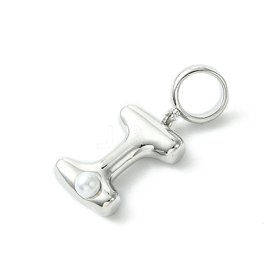 Rack Plating Brass with ABS Plastic Pearl European Dangle Charms KK-G501-02I-P-1