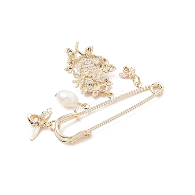 Flower & Bee Iron & Alloy Enamel Charm Brooches JEWB-BR00186-1