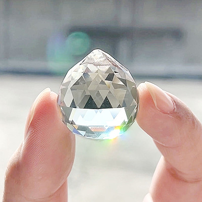 Clear Faceted Ball-Shaped Glass Pendants X-GR20X23MMY-1-1