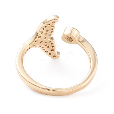 Brass Micro Pave Clear Cubic Zirconia Cuff Rings RJEW-F102-06G-1