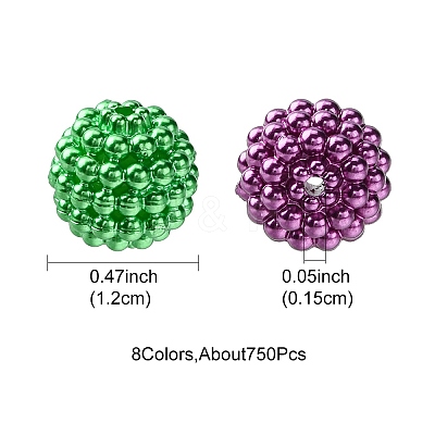 40Pcs 8 Colors Imitation Pearl Acrylic Beads OACR-FS0001-48-1