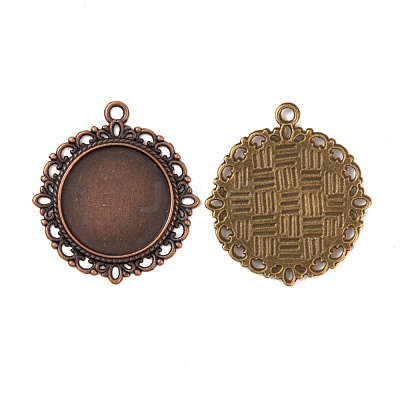 Flat Round Zinc Alloy Pendant Cabochon Settings PALLOY-X0013-NR-1
