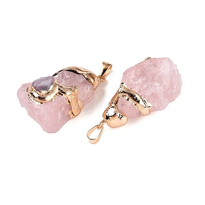 Raw Rough Natural Rose Quartz Pendants G-T138-175D-1