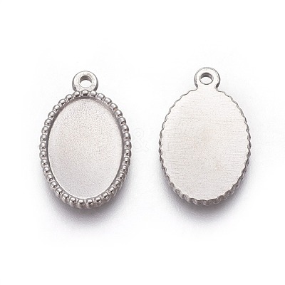 Tarnish Resistant 304 Stainless Steel Pendant Cabochon Settings STAS-P231-31P-1