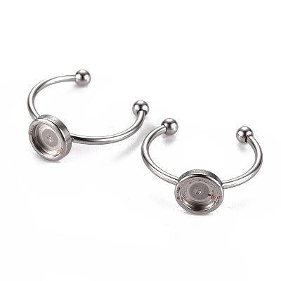 Tarnish Resistant 201 Stainless Steel Cuff Pad Ring Settings STAS-S080-042B-P-1