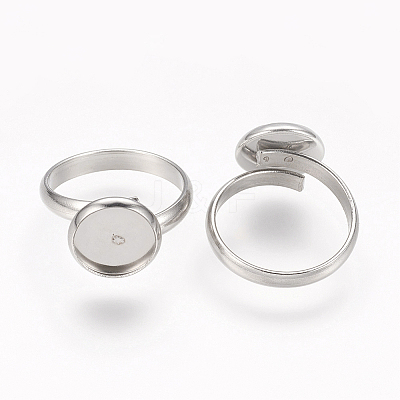 Tarnish Resistant Adjustable 304 Stainless Steel Finger Rings Components STAS-L193-P-10mm-1